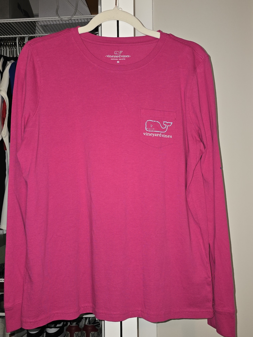 Vineyard Vines Women's Long-Sleeve Pocket Tee — Hot Pink